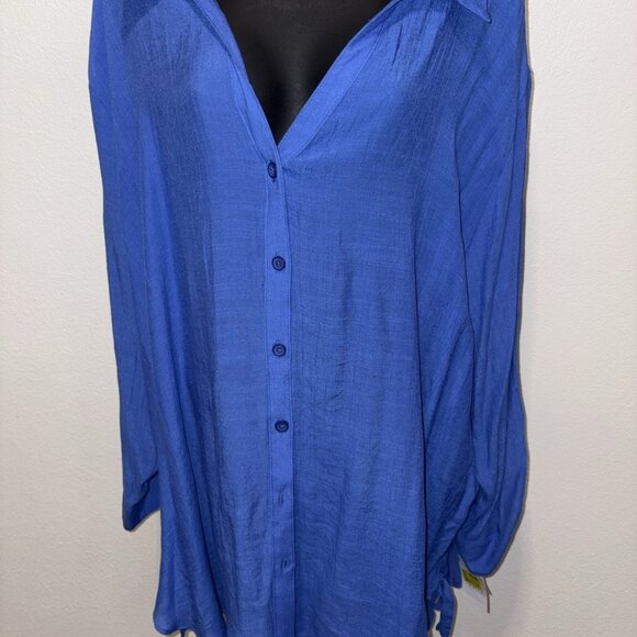 Time & Tru Women 2XL 16/18!Blouse Top  Button Down Roll Tab - Picture 1 of 9